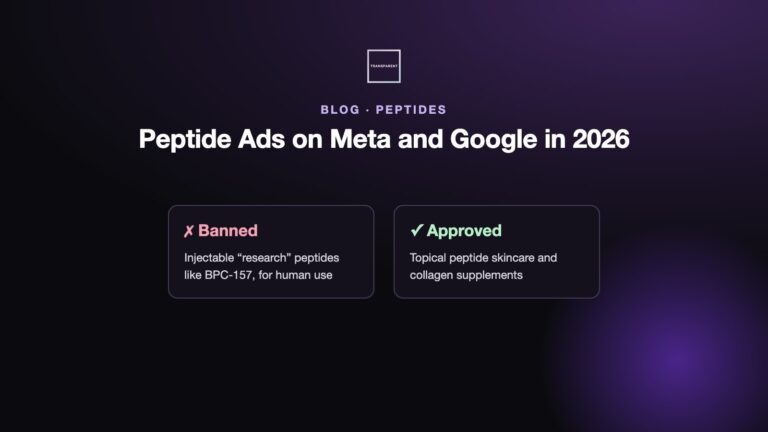 Peptide ads on Meta and Google in 2026: banned vs. approved